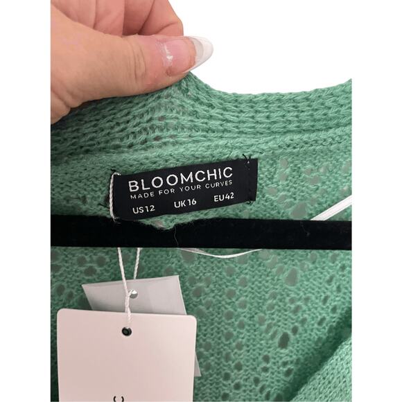 NWT Bloomchic Women's Sz 12 Grandma Teal Lagenlook Statement Button Cardigan - Picture 4 of 5